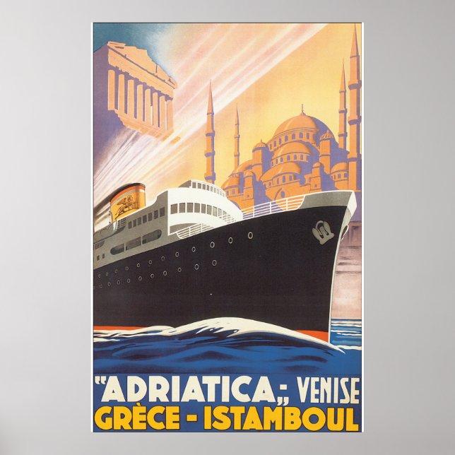 Póster Adriatica Venise Grece Istamboul Vintage Travel Po (Frente)