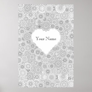 Póster Adult Coloring Personalized Heart Poster (Large)