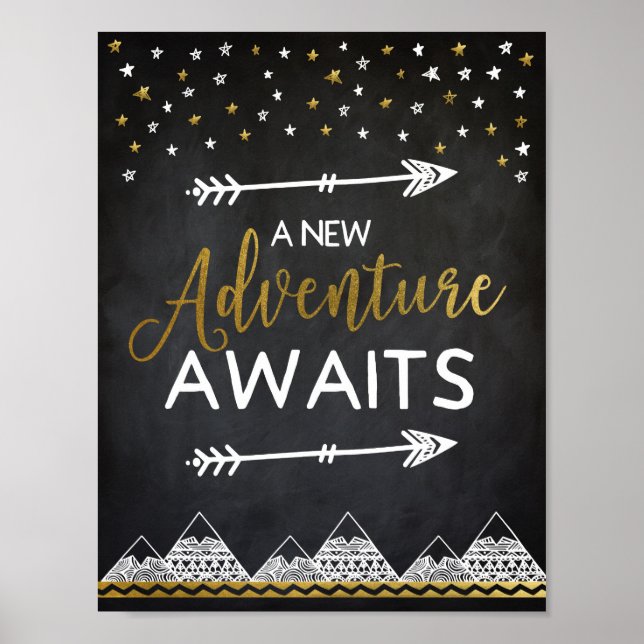 Póster Adventure Awaits Chalkboard Poster (Frente)