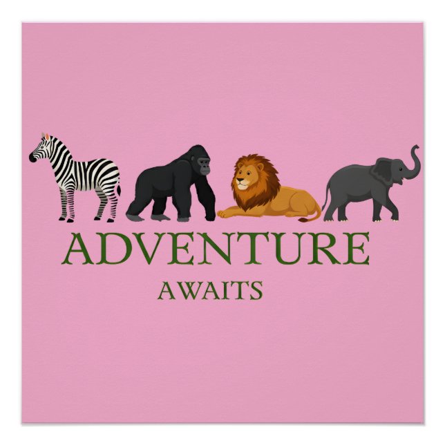 Póster Adventure Awaits - Vintage Binoculars and Mountain (Anverso)