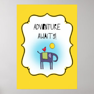 Póster Adventure Awaits Whimsical