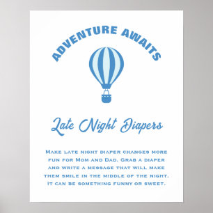 Póster Adventure Awath Baby Shower Late Night Diapers