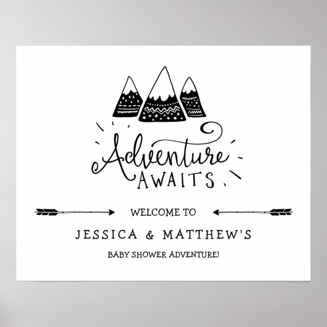 Póster Adventure Awath Baby Shower Welcome Sign (Frente)
