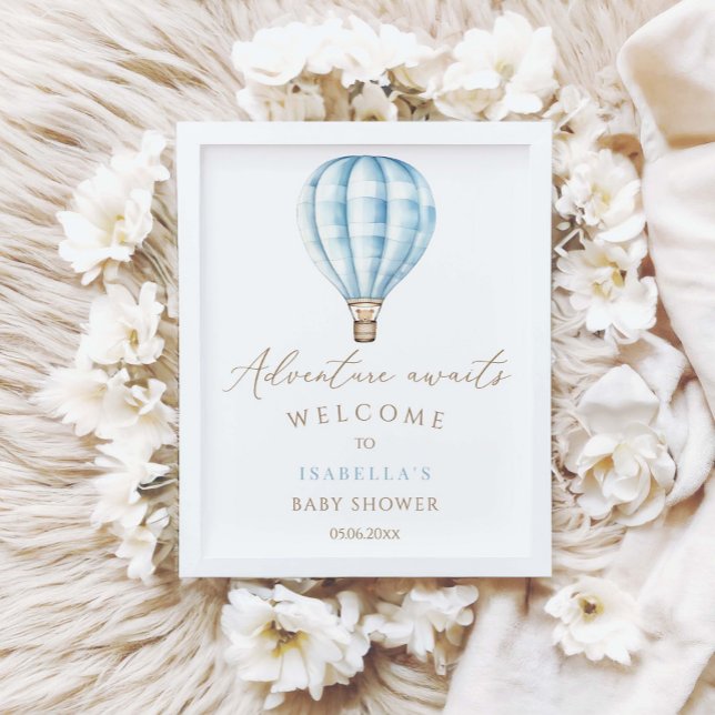 Póster Adventure Awath Blue Hot Air Balloon Baby Shower (Subido por el creador)