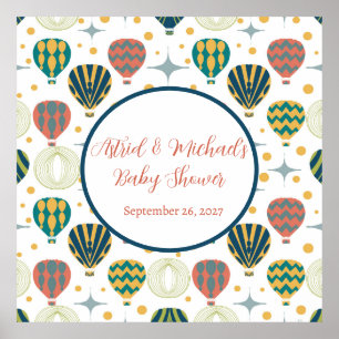Póster Adventure Awath Hot Air Balloon Baby Shower