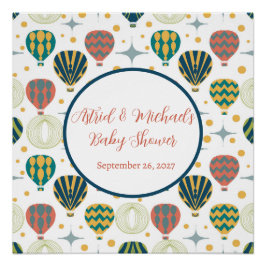 Póster Adventure Awath Hot Air Balloon Baby Shower