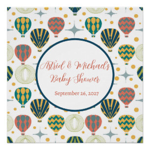 Póster Adventure Awath Hot Air Balloon Baby Shower