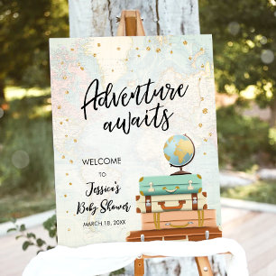 Póster Adventure Awath Travel Gold Confetti Baby Shower