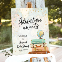 Póster Adventure Awath Travel Gold Confetti Baby Shower