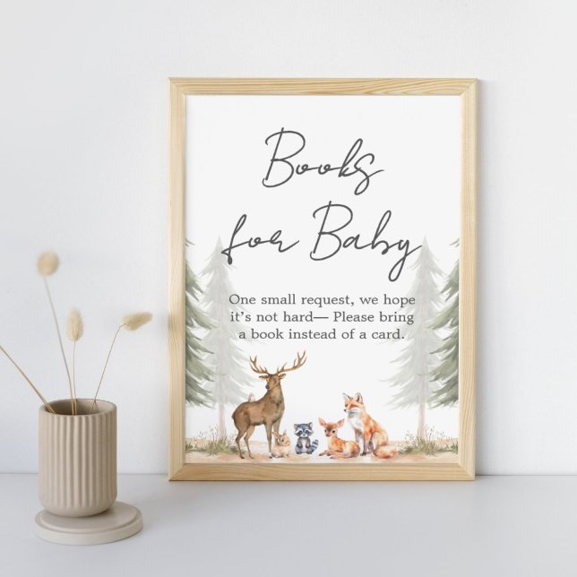 Póster Adventure Begin Baby Shower Books for Baby Rótulo (Let the Adventure Begin Woodland Baby Shower Books for Baby Sign)