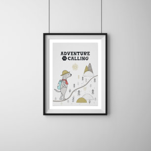 Póster Adventure Calling Cute Dog