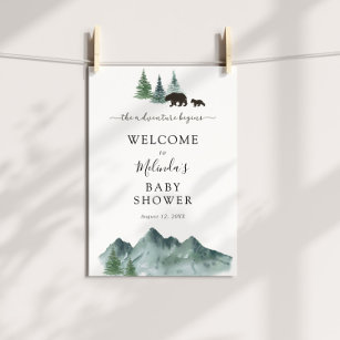 Póster Adventure Start Bear Poster de Bienvenida Baby Sho