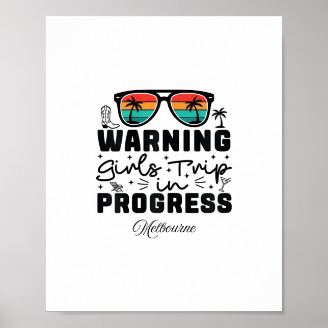 Póster Advertencia Chicas Viaje En Progreso Vacaciones Me (Frente)