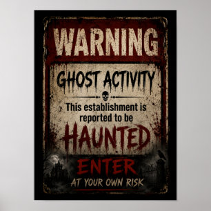 Póster Advertencia de actividad fantasmagórica establecim