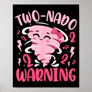 Póster Advertencia de dos tornado para niños Cumpleaños n