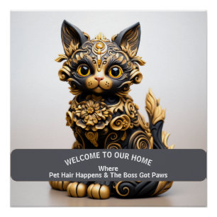 Póster Advertencia de hogar divertida y amigable para mas