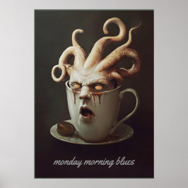 Póster advertencia de nivel de cafeína del lunes por la m