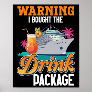 Póster Advertencia del paquete de bebidas de vacaciones e