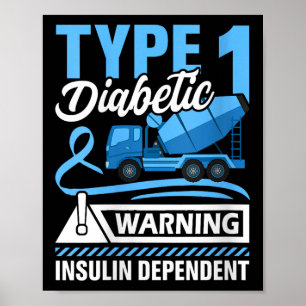 Póster Advertencia diabética Tipo 1 Insulina dependiente