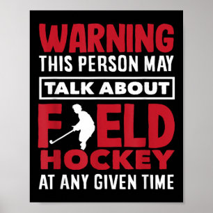 Póster Advertencia Hablar Sobre Jugador de Hockey en Cual