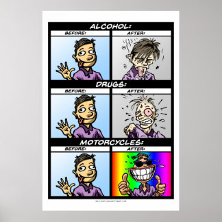Póster Advertencia: Las motocicletas son adictivas (pero 