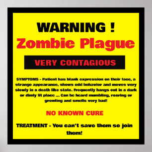 Póster Advertencia - Plaga Zombie