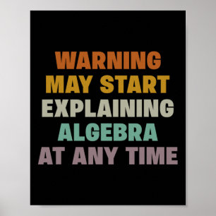 Póster Advertencia Puede Empezar a Explicar Álgebra Diver