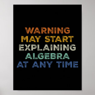 Póster Advertencia Puede Empezar a Explicar Álgebra Diver