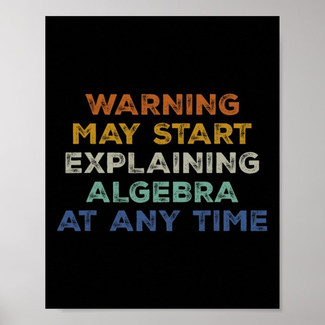 Póster Advertencia Puede Empezar a Explicar Álgebra Diver (Frente)