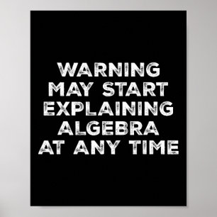 Póster Advertencia Puede Empezar a Explicar Álgebra Diver