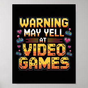 Póster Advertencia Puede Gritar En Videojuegos Divertido