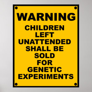 Póster Advertencia ~ Se venderán niños ~ Aviso de parodia