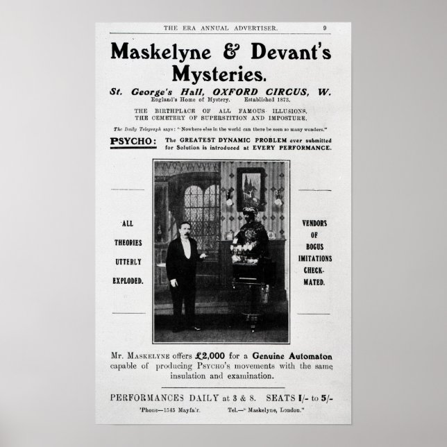 Póster Advertisement for Maskelyne & Devant's Mysteries (Frente)