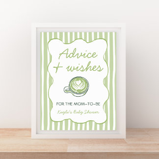 Póster Advice & Wishes Matcha Té Verde Baby Shower