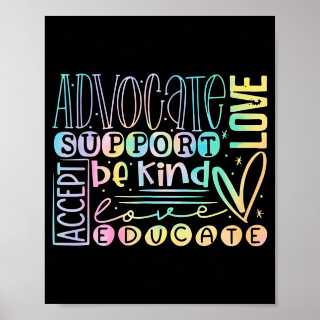 Póster Advocacy Love Support Accept Be Kind Autism Awaren (Frente)