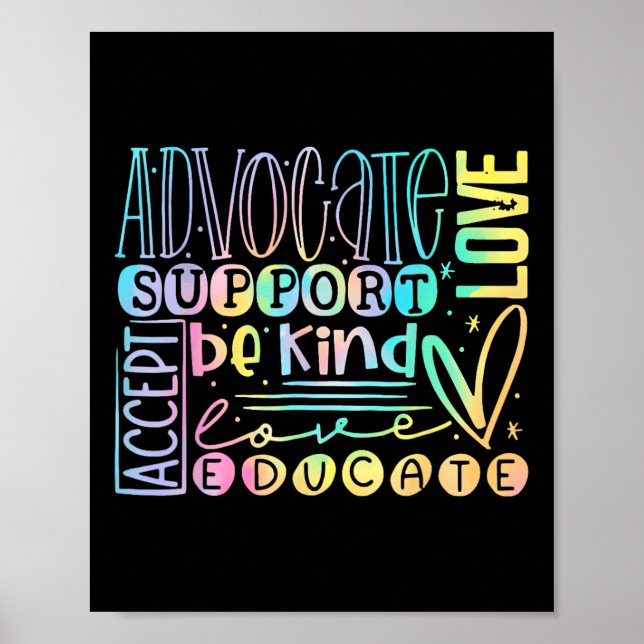 Póster Advocate Amor Support Accept Be Kind (Frente)