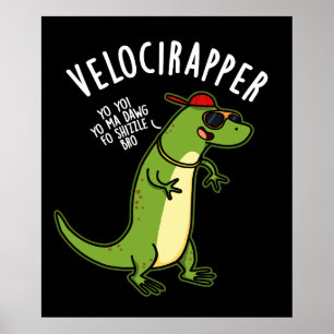 Póster æ-rapper Funny Dinosaur Pun Dark