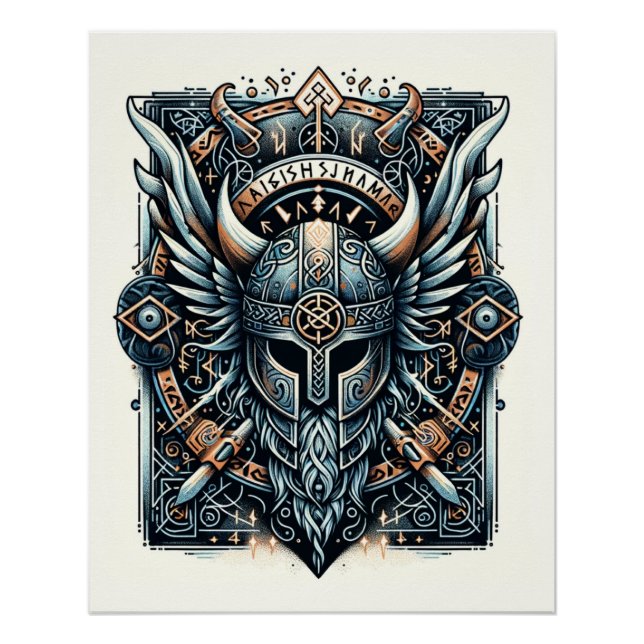 Póster AEgishjálmr - Viking Helm of Awe Norse Protection (Anverso)