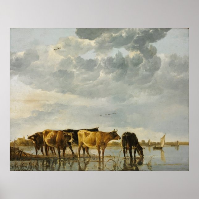 Póster Aelbert Cuyp - Cows in a River (Frente)