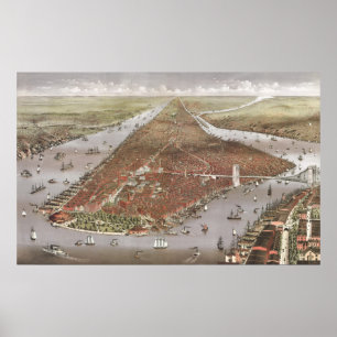 Póster Aerial City View of Manhattan, New York, USA