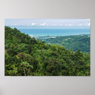 Póster Aerial of coastal puerto rico at el yunque