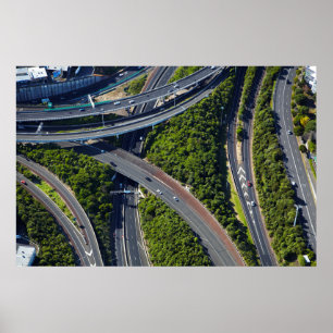 Póster Aerial sobre el cruce de carreteras