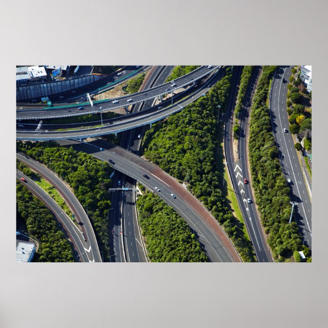 Póster Aerial sobre el cruce de carreteras (Frente)