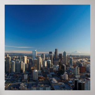 Póster Aerial view of Seattle city skyline