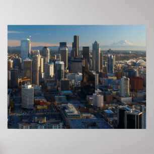 Póster Aerial view of Seattle city skyline