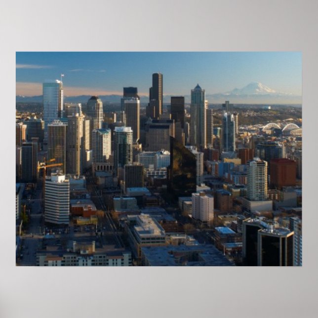 Póster Aerial view of Seattle city skyline (Frente)