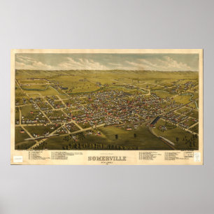 Póster Aerial View of Somerville, New Jersey (1882)