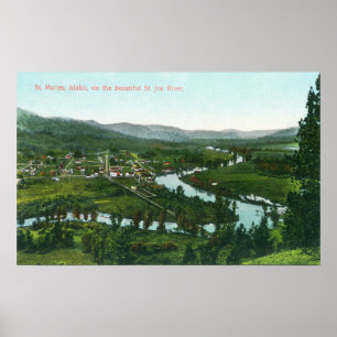 Póster Aerial View of the City on the St. Joe River