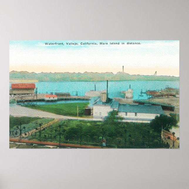 Póster Aerial View of Vallejo Waterfront and Mare Islan (Frente)