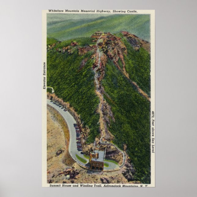 Póster Aerial View of Winding Trail, Castle, Summit (Frente)